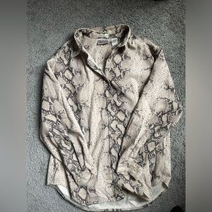 Snake print button down